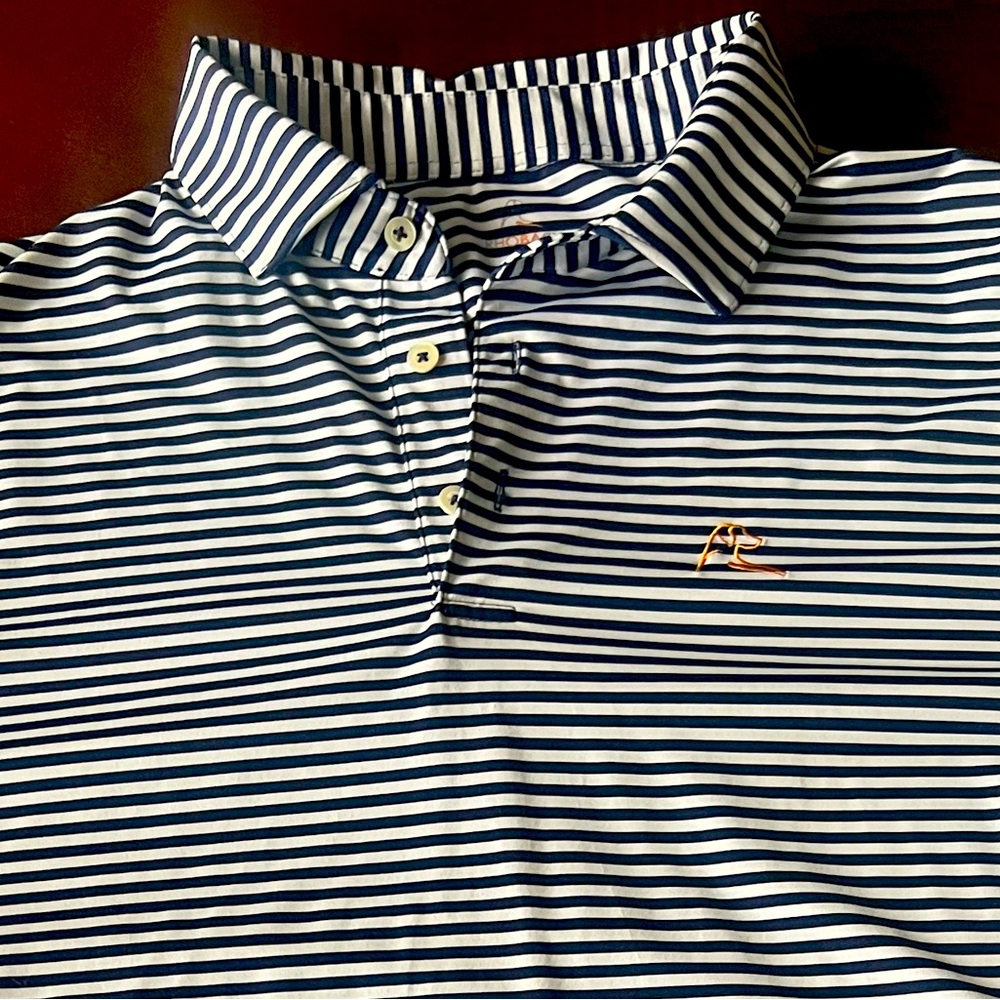 Rhoback Mens Golf Polo Blue/White Striped Size XL